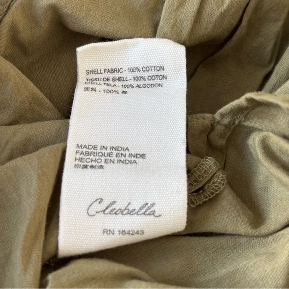 Cleobella River Organic Cotton Pintuck Puff Sleeve Button Up Blouse Olive Green - Picture 11 of 11